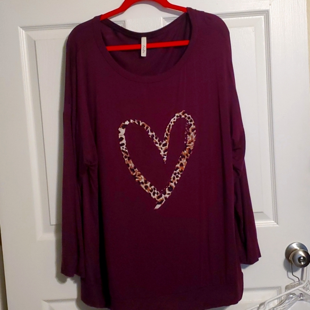 Off Shoulder Leapard Heart Tunic